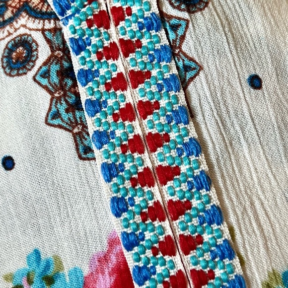 Bila Tank Top Jessica Sleeveless Tie Neck Blouse Bohemian Floral Cream Medium M - Picture 8 of 17